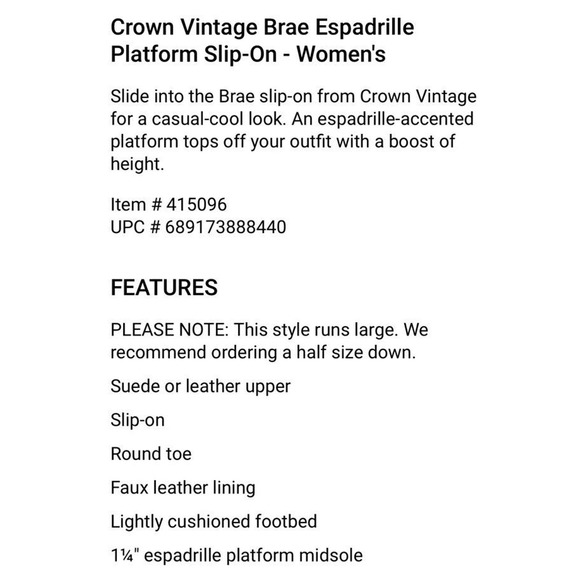 CROWN VINTAGE BRAE Espadrille Platform Slip On TAUPE Suede Size 10 - Picture 2 of 6